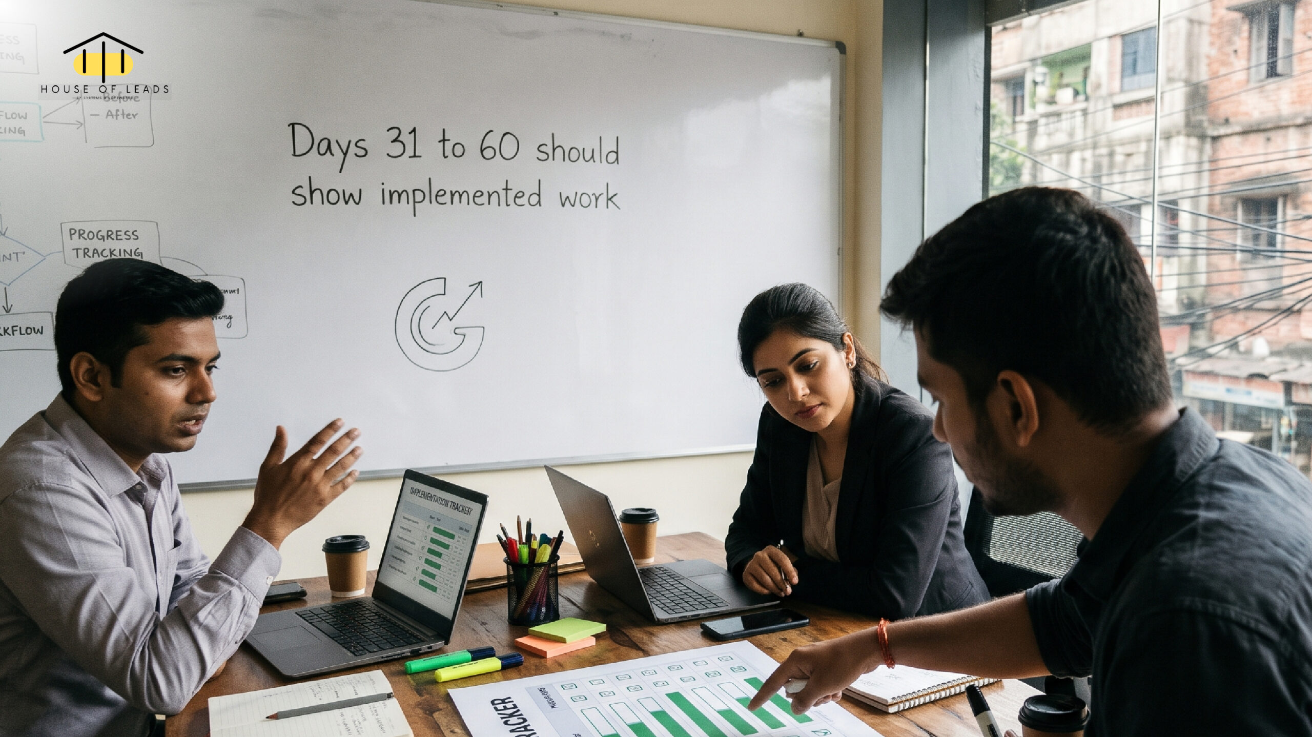 Days 31 to 60 should show implemented work
